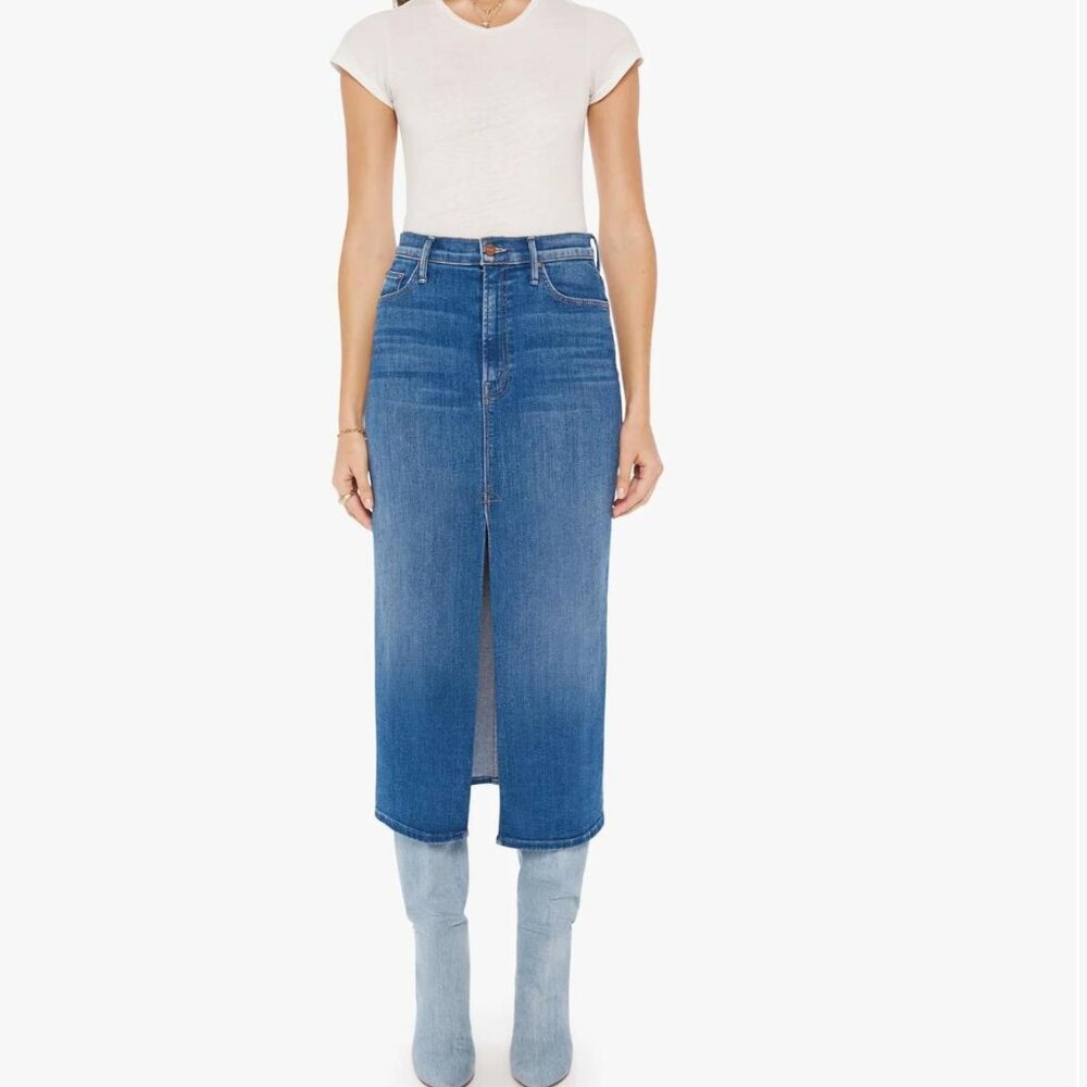 MOTHER The Reverse Pencil Pusher Denim Skirt in Hue are you Brand New with Tag